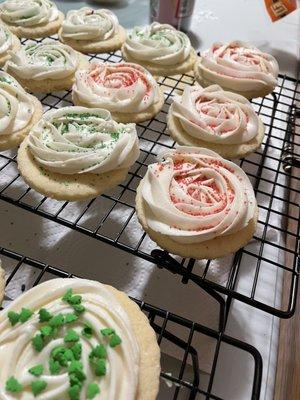 Homemade sugar cookie cutouts with homemade buttercream frosting