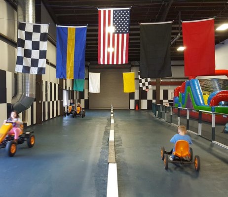 pedaling fun for young and younger!! Cars hold up to 70 lbs and larger ones up to 300 lbs