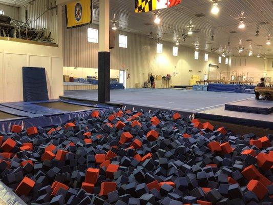 Foam pit, trampolines and gymnastics floor