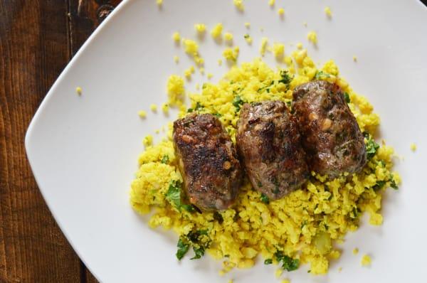 Lamb and Pine Nut Kofta with Turmeric Cauliflower Couscous