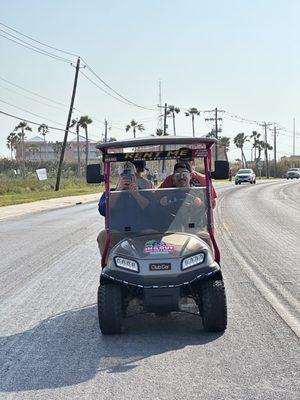 One of the two carts we rented to tour the island in style!