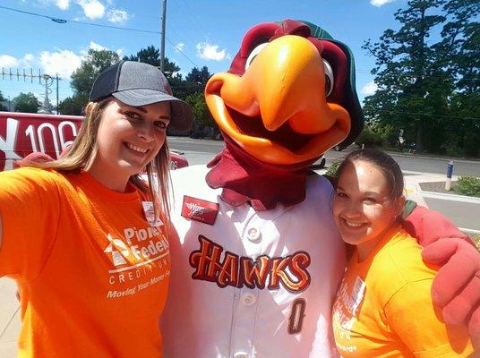 Our PFCU employees with Humphrey from the Boise Hawks!