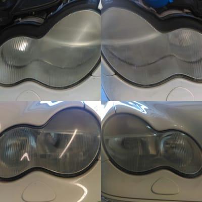 Before & after pictures of professionally done headlight restoration.