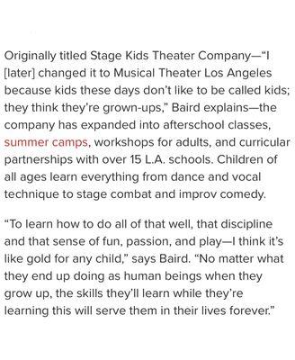 Musical Theater Los Angeles Turns Kids into Pros 
 
 link:
 https://www.backstage.com/interview/musical-theater-los-angeles-turns-kids-pros/