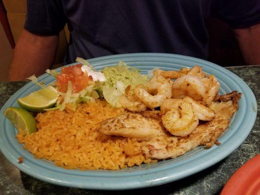 Shrimp and Whitefish plate (sooo moist and delicious)