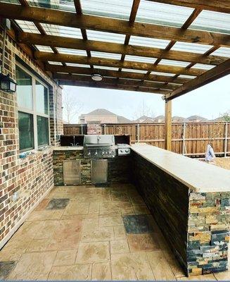 Pergolas, Concrete, outdoor kitchen ,Electrical  installations