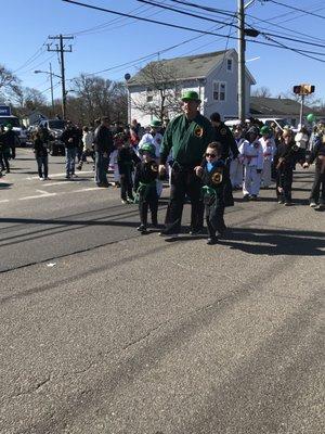 Marching in the parade