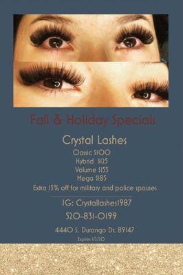 Here are my holiday specials. Lashes make a wonderful gift too!!