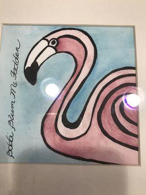 Flamingo watercolor painting.