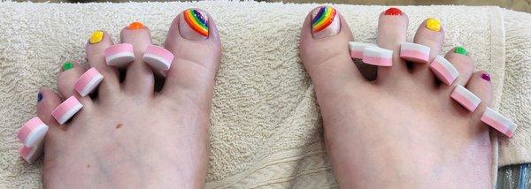 My rainbow pedicure