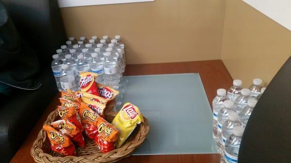 Snacks and water