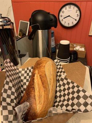 Breakfast is special with coffee and fresh-baked bread!