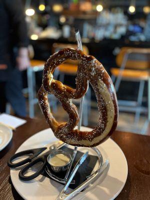 Delicious pretzel from a popular bar and grill on our South Orange tour.