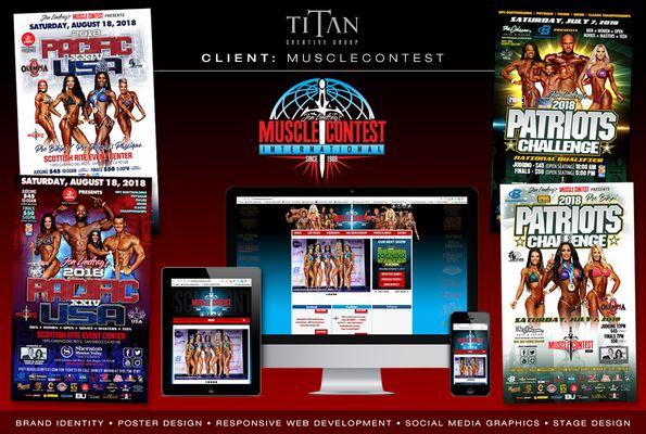 Worked with MUSCLECONTEST to build their branding, as well as branding for all shows, web presence, ordering system, poster designs and more