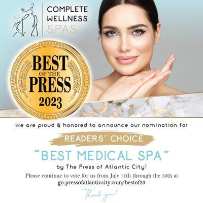 Nominated to Best of The Press-Best Medical Spa, Top 5