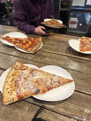 Slice of Pepperoni Pizza and Slice of Cheese Pizza