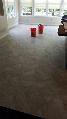 Custom tile floor 18 x 18 in tiles