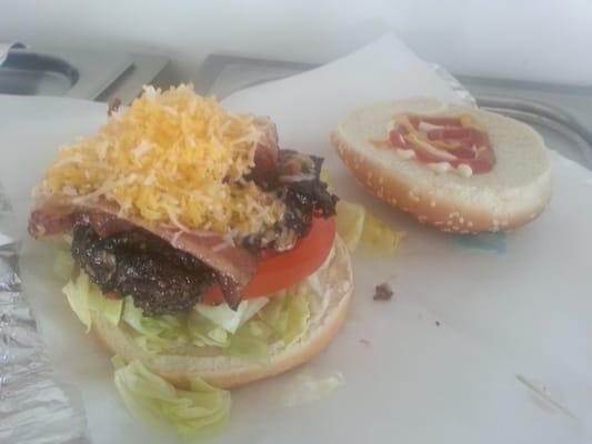 bacon cheese burger loaded with everything!!