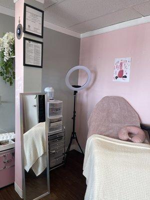 Our makeup and lash corner.