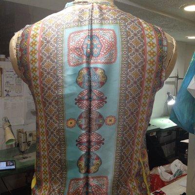 Famous European Designer's item brought to be fixed and altered, pattern print was very distorted.