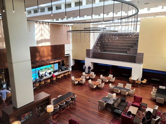 Overhead view of the hotel libby/bar area.