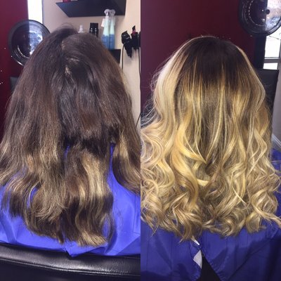 Before and after ombré