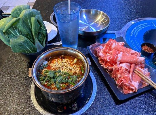 Spicy Broth, Bok Choy, Korean Ramen & Ribeye