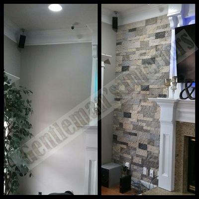 Stone veneer feature wall done by Gentleman's Interiors team.