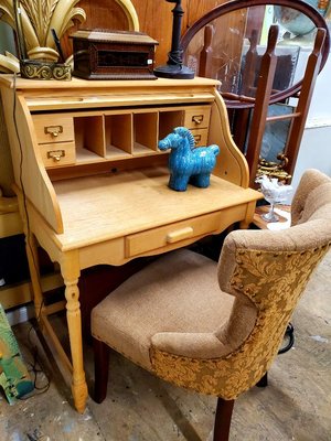 Small roll top desk and chair