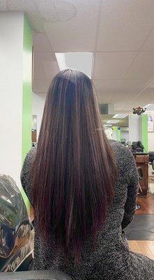 Pink, purple and brown Balayage