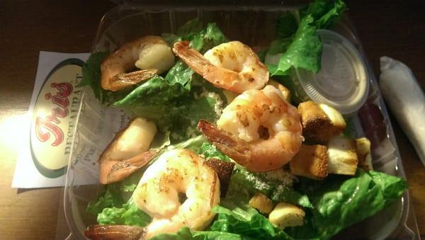 Shrimp Caesar salad, delivered