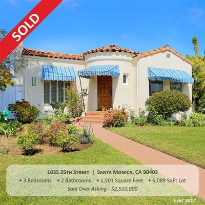 1035 25th St  Santa Monica, CA 90403  North of Wilshire Sold Over Asking June 2017