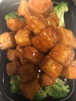 General Tso To Fu (bean curd) crispy and hot, eat it quick after you place the order!