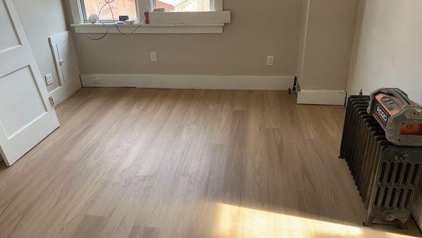 Completed luxury vinyl flooring