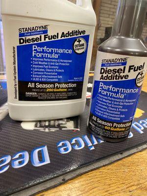 STANADYNE FUEL ADDITIVE.  WE ALSO HAVE OTHER TYPES OF ADDITIVES LIKE FOR WATER AND ALGAE.