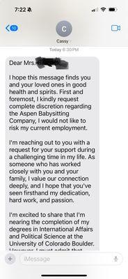 Scammer babysitter text 2 years later