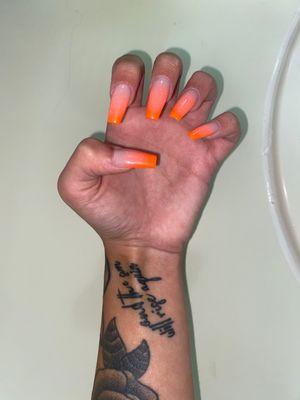 Orange ombré nails