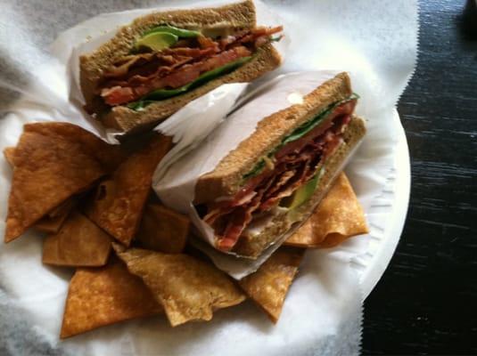 Bacon, lettuce , avocado, tomato on wheat!