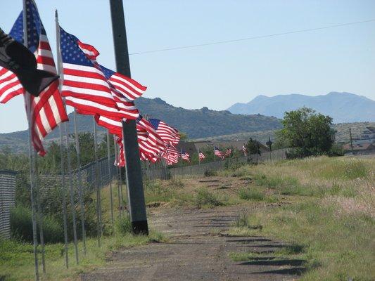 Cordes Lakes Avenue of Flags displayed on several holidays throughout the year! Half mile long