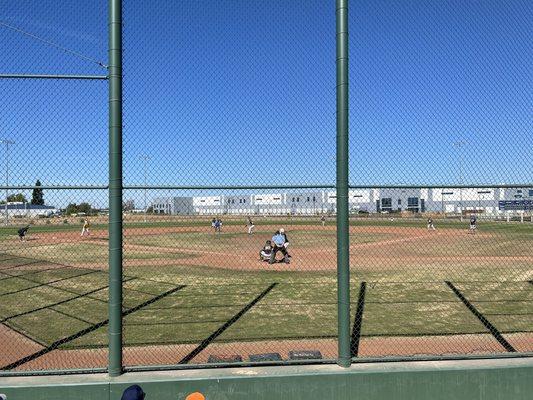 Both fields 1 & 2 have a 395 foot center field fence, 325 foot foul lines