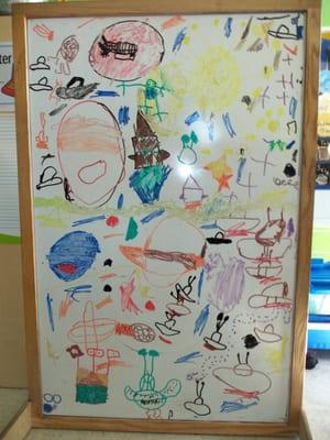 A space mural. By the Pre-K class