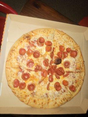 1st pizza wrong crust half pepperoni