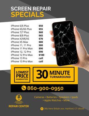 iPhone screen fix prices