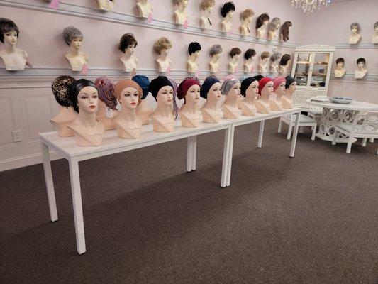 huge selection of wigs; short to long, mono to lacefront, blonds to grays.