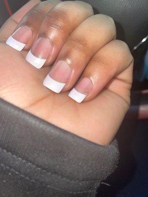 I can see my real nail under the "French tip" the white is too bulky and so ugly.