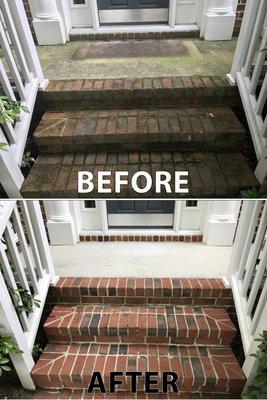 My front porch before and after pressure washing