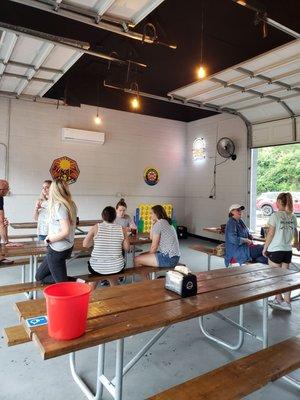 View of inside the garage picnic area