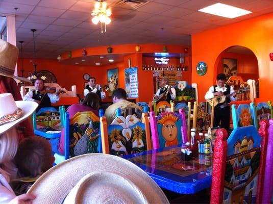 Mariachi band & dining area.