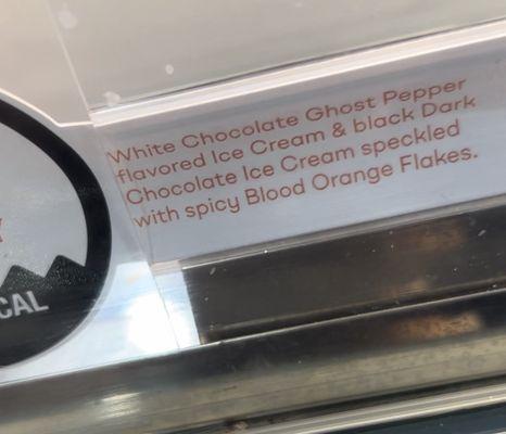 Spicy'n Spooky ice cream ingredients