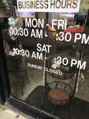 Business hours which ARE followed